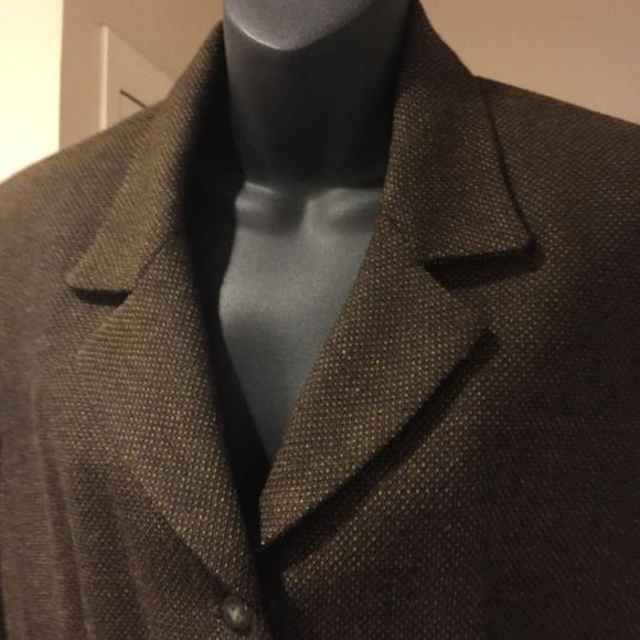 Gianni Brown Wool Blazer ~ Size 14Petite - Picture 2 of 7